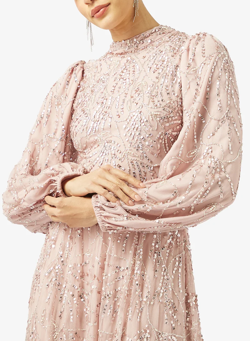 MARYISA  Embellished Balloon Sleeve Maxi Dress for Women | Best Price UAE